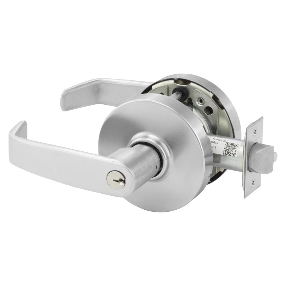 Grade 1 Entrance/Office Cylindrical Lock, L Lever, L Rose, Conventional Cylinder, Satin Chrome Finish, Non-handed