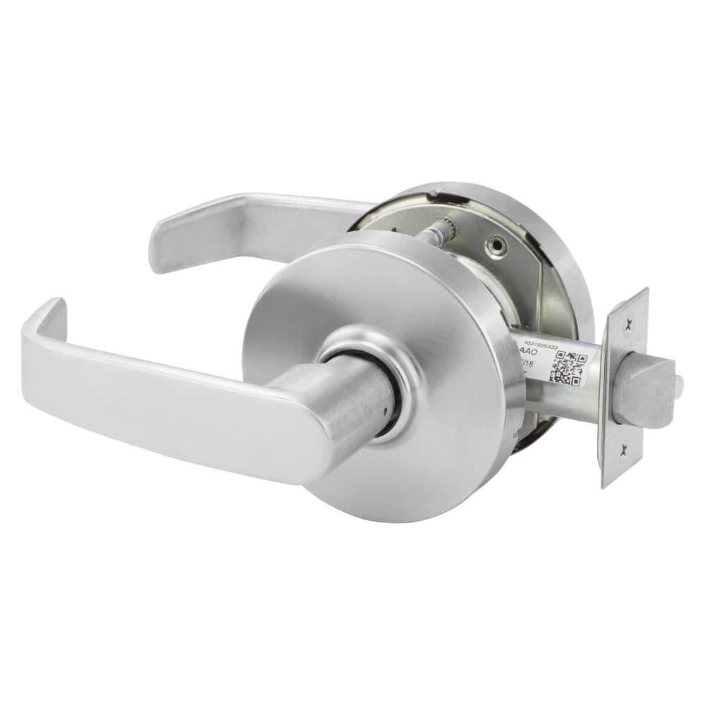 Grade 1 Passage Cylindrical Lock, L Lever, L Rose, Non-Keyed, Satin Chrome Finish, Non-handed