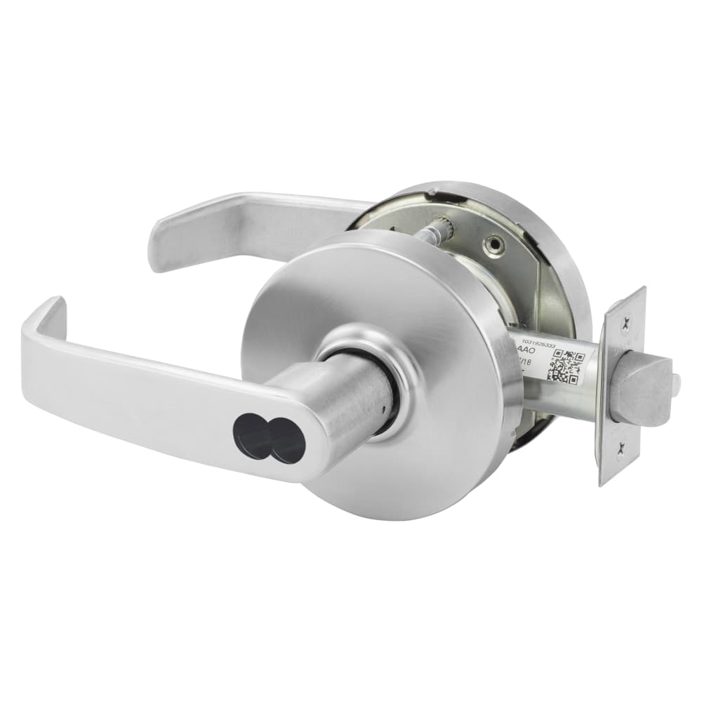 Grade 1 Storeroom/Closet Cylindrical Lock, L Lever, L Rose, SFIC Disposable Construction Core, Satin Chrome Finish, Non-handed