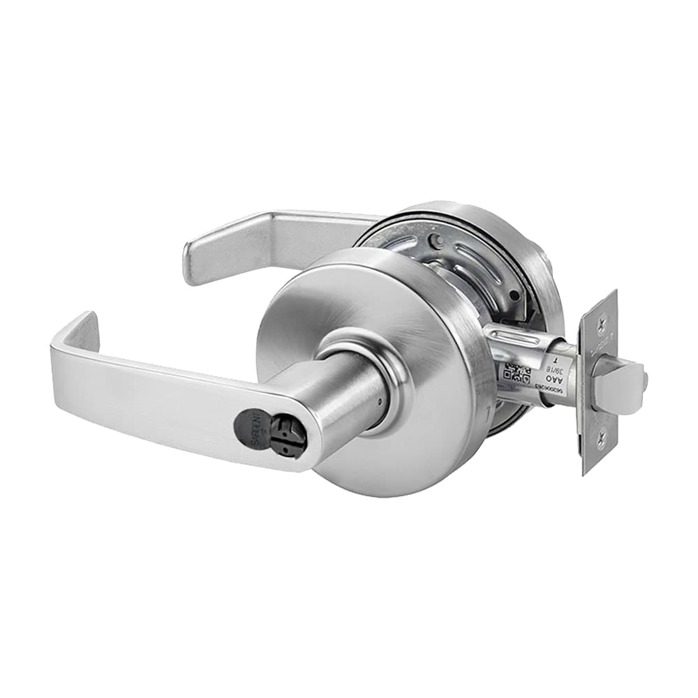Grade 2 Storeroom/Closet Cylindrical Lock, L Lever, LFIC Disposable Construction Core, Satin Chrome Finish, Non-handed